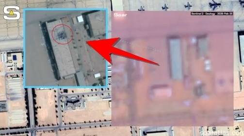 27일(현지시간) 사우디아라비아에 있는 프린스술탄 공군기지에 이란의 미사일과 드론이 날아들면서 미군 병사 최소 15명이 부상하고 이중 5명은 중상을 입었다. 사진은 파괴된 사우디 프린스 술탄 공군기지. 엑스 캡처