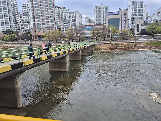 31일 대구 북구 칠성동 잠수교 아래 시신이 든 캐리어가 발견된 지점.