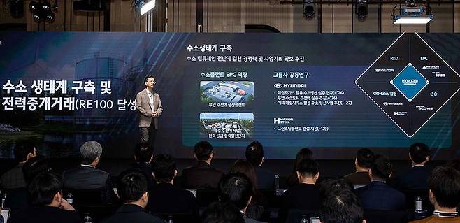 ▲현대건설은  지난해 3월28일 서울 여의도 페어몬트 호텔에서 '2025 CEO 인베스터 데이(CEO Investor Day)'를 개최했다. 이 자리에서 이한우 대표는  에너지 전환 선도 및 본원적 경쟁력 강화에 초점을 둔 중장기 성장 전략을 발표하며 글로벌 혁신 기업으로 도약하겠다고 밝혔다. 현대건설 제공