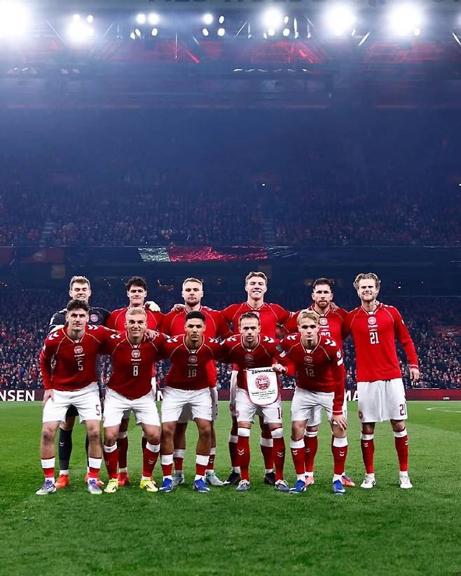 덴마크 축구대표팀. 사진=덴마크 축구협회 SNS