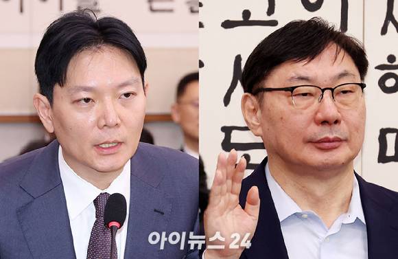박상용 법무연수원 교수와 이화영 전 경기도 평화부지사가 14일 국회 법제사법위원회 법무부 국정감사에 출석했다. 사진 왼쪽부터 박상용 교수, 이화영 전 부지사. [사진=곽영래]