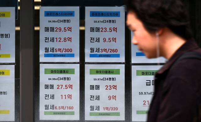 집값 내려갈까  : 1일 오전 서울 마포구 소재 한 부동산중개업소에 아파트 매물 정보가 붙어 있다. 윤성호 기자