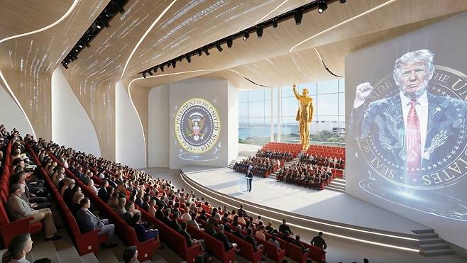 트럼프 대통령 기념관 조감도 영상 [트루스소셜 캡처]
