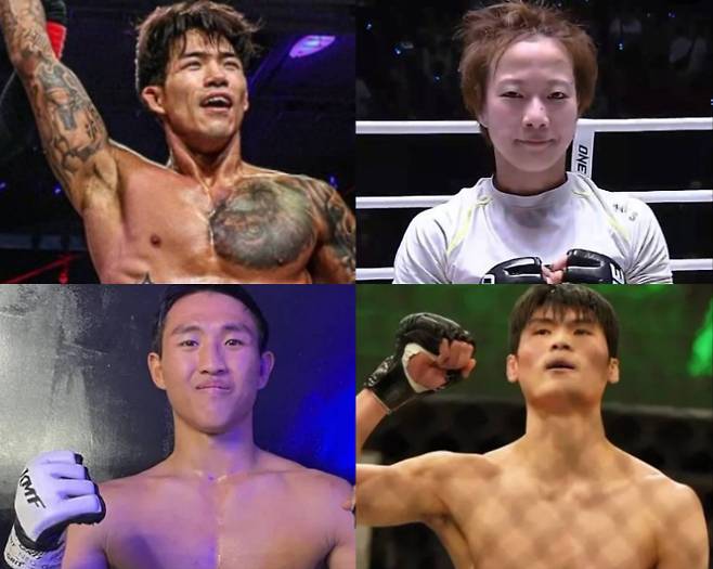 로드 투 UFC 시즌 5에 출전하는 한국 파이터들. 사진 위 왼쪽부터 시계 방향으로 송영재, 박보현, 임관우, 신유민. 4명 파이터 SNS 사진 캡처