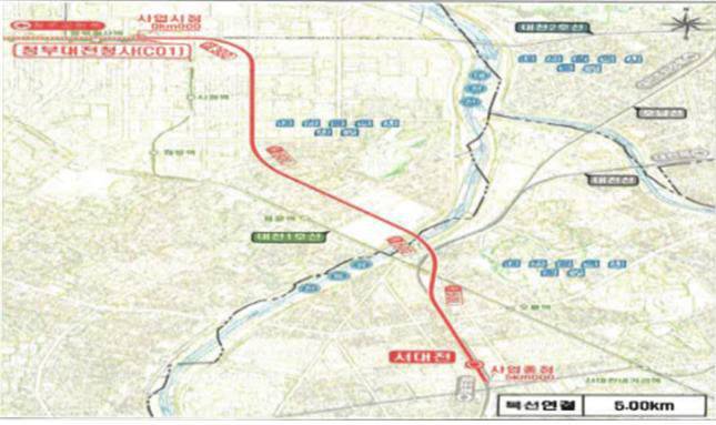 충청권 광역급행철도(CTX) 서대전역 연장(안). 제공=박용갑 의원실