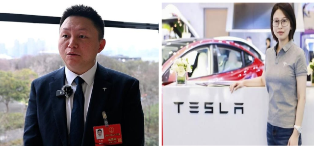 쑹강 전 테슬라 상하이 기가팩토리 대표(왼쪽)와 쿵옌솽 전 테슬라 중국법인 총경리가 최근 샤오미 전기차 사업부로 영입된 것으로 알려졌다. [사진=웨이보]