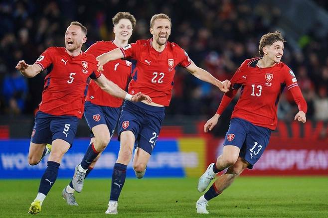 덴마크를 잡고 본선에 진출한 체코. AFP연합뉴스