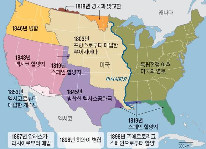 루이지애나 매입으로 미국 영토 두 배로 확장