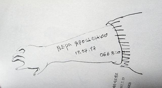 2022년 2월 우크라이나의 그림책 작가 올가 그레벤니크는 새벽녘 폭격 소리를 듣고 곧장 어린 자녀의 팔에 이름과 생년월일, 연락처를 적었다. 책 '전쟁일기'