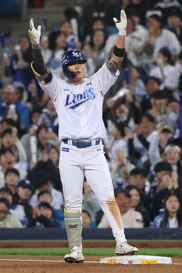 1일 두산전에서 절정의 타격감을 뽐낸 류지혁. 사진=삼성 제공