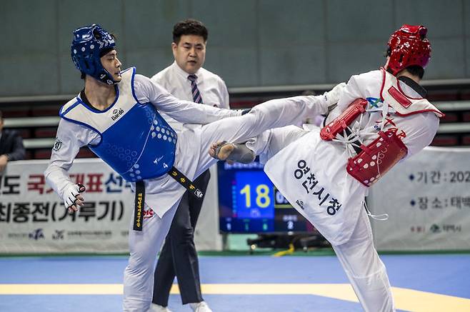 [서울=뉴시스] 2025년도 국가대표 선수 선발 최종전 남자 80㎏급에서 우승한 서건우. (사진 = 대한태권도협회 제공) *재판매 및 DB 금지