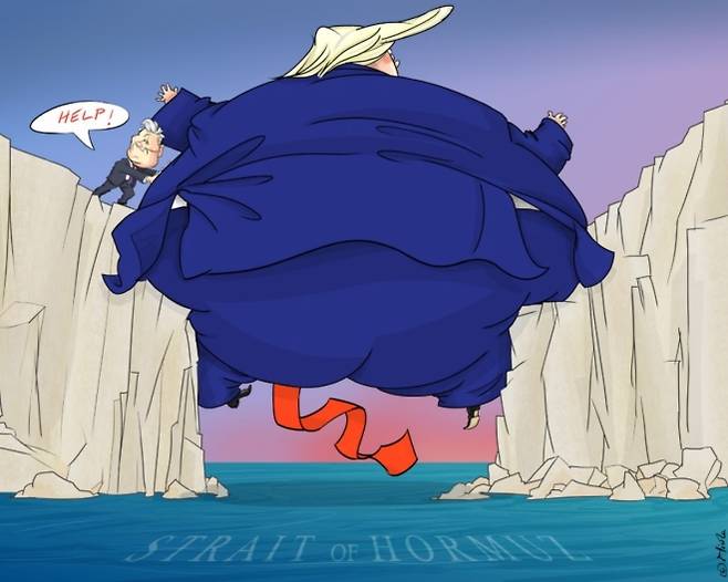 영국의 유명 일러스트레이터이자 시사 만평가인 니콜라 제닝스가 현지 일간지 가디언을 통해 1일 공개한 만평. 가디언 제공