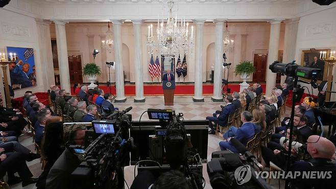 트럼프 대국민 연설 [AFP=연합뉴스. 재판매 및 DB 금지]