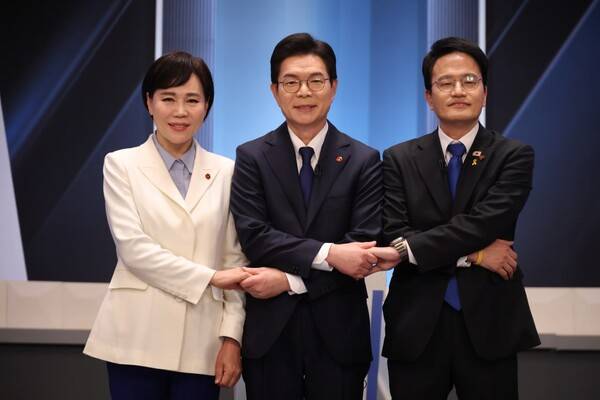 더불어민주당 서울시장 후보 경선에 나선 전현희 의원, 정원오 전 성동구청장, 박주민 의원(왼쪽부터).