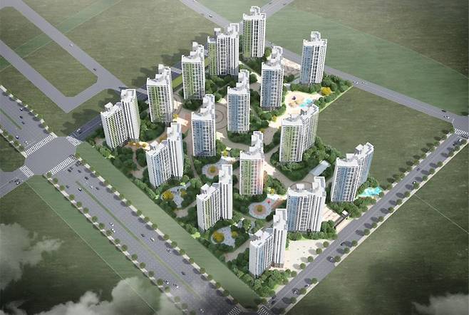 에코델타시티 11블럭 공공분양주택(푸르지오 트레파크) 조감도. 부산도시공사 제공