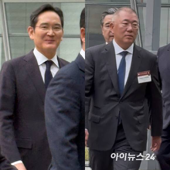이재용 삼성전자 회장, 정의선 현대자동차그룹 회장. [사진=권서아 기자]