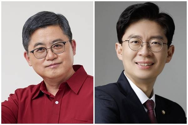 함운경 국민의힘 서울 마포을 당협위원장(왼쪽 사진)과 조정훈 마포갑 의원. 국민의힘, 국회 홈페이지 갈무리