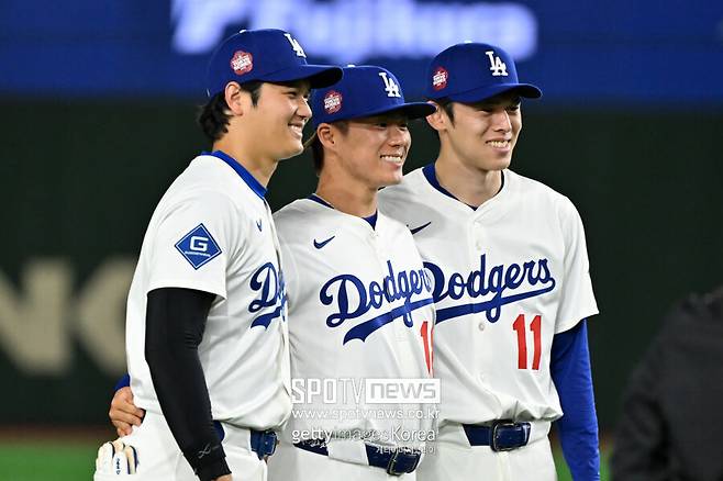▲ LA다저스 일본인 투수 3인방 오타니 쇼헤이, 야마모토 요시노부, 사사키 로키.