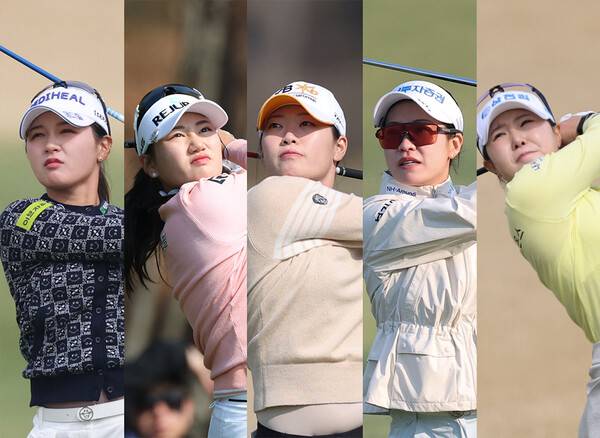 2026년 한국여자프로골프(KLPGA) 투어 '국내 개막전' 더 시에나 오픈에 출전한 박현경, 노승희, 방신실, 박민지, 고지우 프로가 이번 대회에서 플레이하는 모습이다. 사진제공=KLPGA (사진을 무단으로 사용하지 마십시오.)