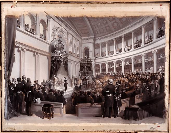 “우리도 식민지 하나는 있어야 합니다. 여러분.” 연설하는 레오폴트 2세.