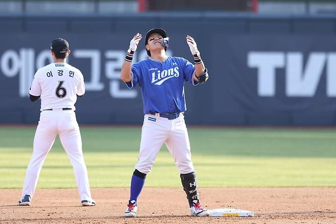 ▲ 강민호(오른쪽) ⓒ삼성 라이온즈