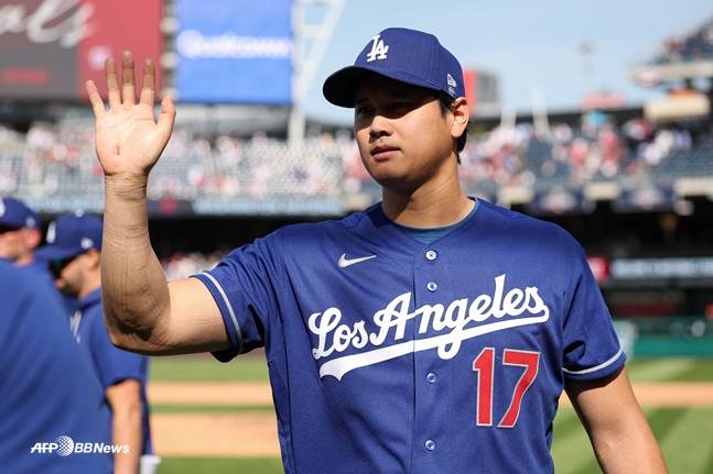 4일 워싱턴전을 앞둔 오타니. /AFPBBNews=뉴스1