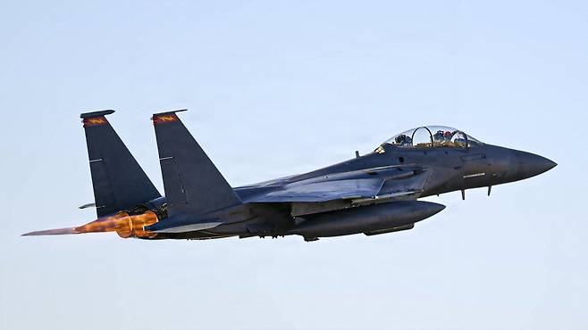 미 공군 F-15E 스트라이크 이글 전투기의 모습. AFP연합뉴스