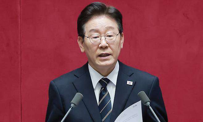 이재명 대통령이 지난 2일 국회에서 2026 추가경정예산안 시정연설을 하고 있다. 연합뉴스