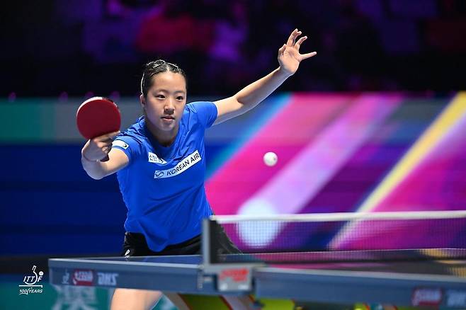 탁구 여자 월드컵에 나선 신유빈의 경기 장면 [ITTF SNS 캡처. 재판매 및 DB 금지]