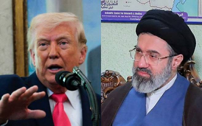도널드 트럼프 미국 대통령(왼쪽)과 아야톨라 모즈타바 하메네이 이란 최고지도자.(사진=AFP)