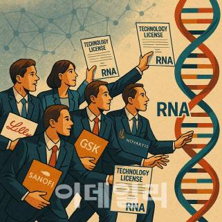 글로벌 빅파마들이 RNA 신약 개발 기술 확보에 활발히 나서는 모습에 대한 이미지 (사진=챗GPT)