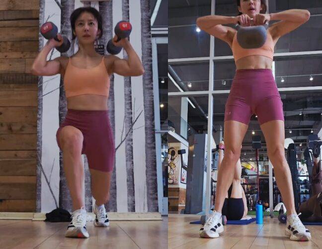 이지현이 운동을 하고 있다. 사진=이지현 인스타그램