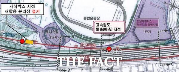 경부고속철 대전북연결선 한남대 통과 현황. /한남대학교