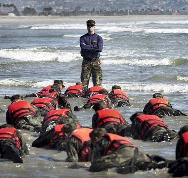 미 해군 특수부대인 '네이비실' 대원들이 훈련을 하고 있는 모습. /네이비실