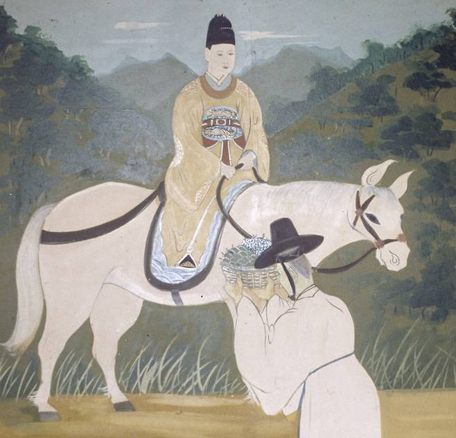 강원도 영월 보덕사 산신각의 단종 영정 혹은 단종 무신도. 태백산 일대에서 단종이 산신이 되었다는 전설에 따라 '단종대왕신'으로 민중에게 섬겨져 왔다. 한국학중앙연구원