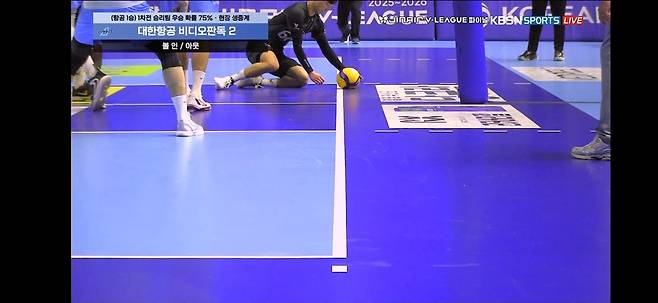 대한항공과 현대캐피탈의 남자부 챔피언결정전 2차전 5세트, 현대캐피탈의 13-12 리드 상황에서 레오의 퀵오픈이 마쏘의 블로킹에 막혀 공이 떨어지는 장면. 커버를 들어왔던 현대캐피탈 장아성은 아웃으로 판단해 공을 받지 않았다. 원심은 아웃이었지만 대한항공의 비디오 판독 요청으로 인(IN)으로 번복됐다.