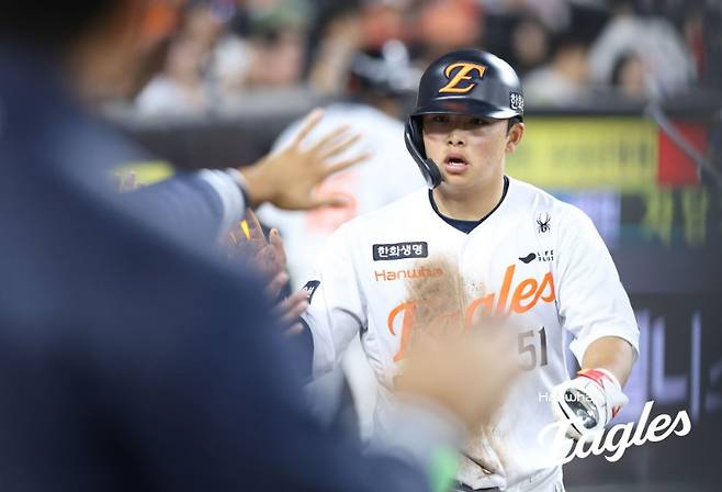▲ 구단 역사상 좌타자 최다 안타 기록에 당당히 도전장을 내민 문현빈 ⓒ한화이글스