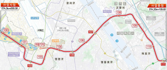 대장홍대선 노선도.(사진제공=부천시)