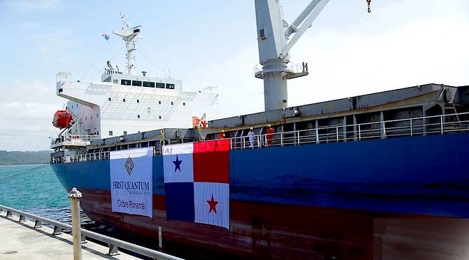 한국광해광업공단이 투자한 파나마 ‘코브레 파나마(Cobre Panama)’ 구리 광산이 곧 재고 광물 처리에 들어간다. 코브레 파나마 광물이 선적돼 있다.(사진=코브레 파나마)