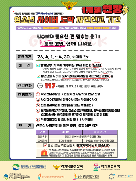 청소년 사이버 도박 자진신고 기간 홍보 웹 포스터 [사진=경기남부경찰청]