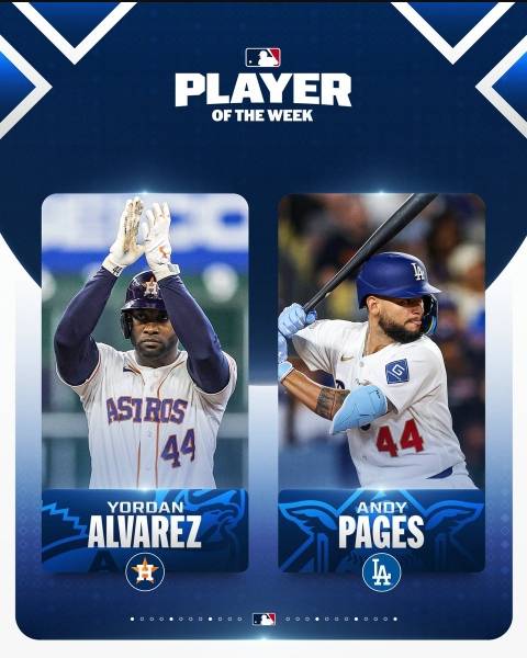 ▲ 7일(한국시간) 메이저리그 사무국이 발표한 이주의 선수. ⓒMLB SNS