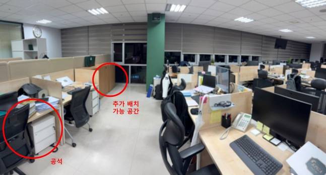 KPGA 노조는 정상적인 사무실 공간에 추가 배치가 가능한 공간이 있음에도 복직 근로자들을 별도의 공간에 격리 배치했다고 주장했다. /사진=KPGA 노조 제공