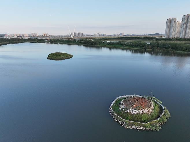 남동유수지 내 저어새 보호 인공섬. <저어새 생태학습관 제공>