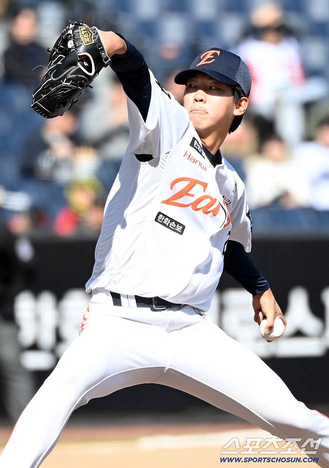 19일 대전한화생명볼파크에서 열린 KIA와 한화의 시범경기. 역투하는 한화 황준서. 대전=허상욱 기자wook@sportschosun.com/2026.03.19/