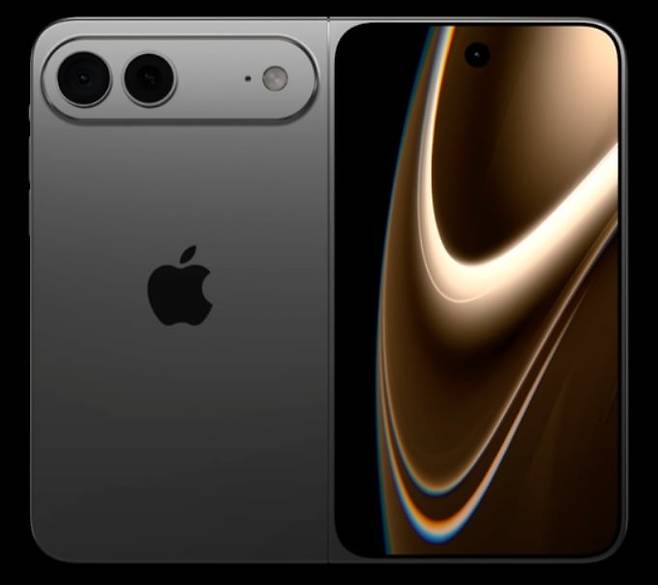 애플의 첫 번째 접이식 아이폰을 추정해 묘사한 것으로 추정되는 3D 렌더링 이미지/유튜버 존 프로서(Jon Prosser)