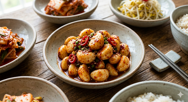 마늘은 살짝 익혀 반찬으로 활용하면 알싸하고 강한 맛은 줄어들고 식감은 한결 부드러워져 먹기에 부담이 없다. 제미나이 생성 이미지