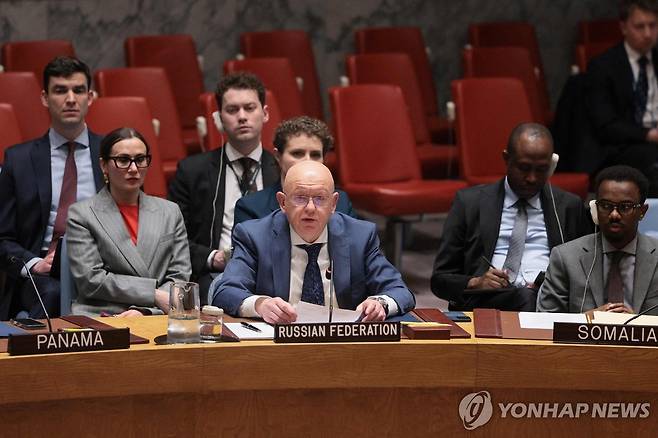 7일(현지시간) 미국 뉴욕 유엔본부에서 열린 안전보장이사회 회의 [AFP=연합뉴스. 재판매 및 DB 금지]