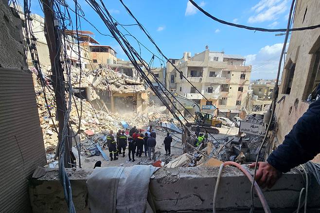 이스라엘의 공습을 받은 레바논 수도 베이루트./연합뉴스