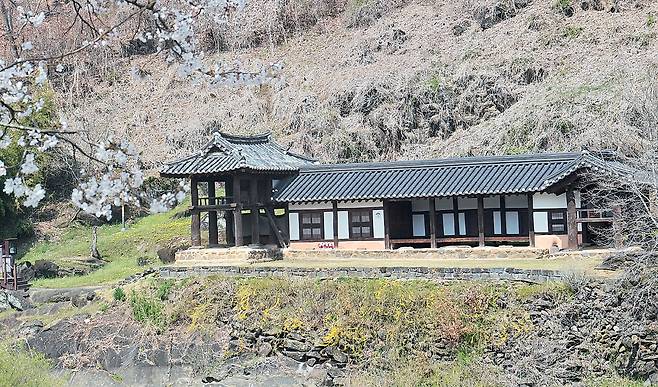 옥천에는 두 개의 금강 지류가 있다. 서화천과 보청천이다. 두 곳 모두 봄 풍경이 근사한 곳이다. 서화천 변의 이지당. 조선 중기 성리학자이자 임진왜란 때의 의병 조헌을 기리기 위해 세운 서당이다.