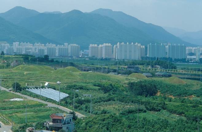 경상북도 경산 임당·조영 유적지는 경북 경산시 임당동·조영동·압량읍 일대에 있는 삼국시대 돌무지덧널무덤, 굴식돌방무덤 등이 발굴된 무덤군을 일컫는다. 최근 한국-독일 공동 연구팀이 여기서 발굴된 인골의 게놈 데이터를 분석한 결과 근친혼, 순장 세습 등 풍속이 확인됐다.  한국학중앙연구소/한국민족문화대백과사전 제공